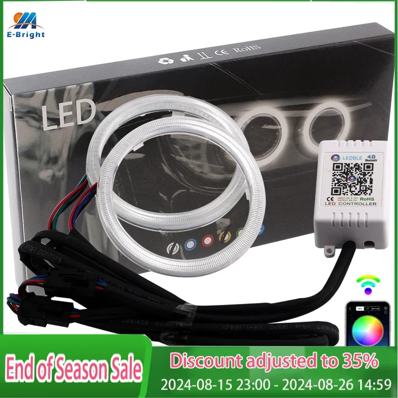 2PCS/Set Car Halo Rings RGB APP Bluetooth Angel Eyes Wierless for Car Motorcycle Headlight 60MM 70MM 80MM 90MM 100MM 110MM 120MM car headlight