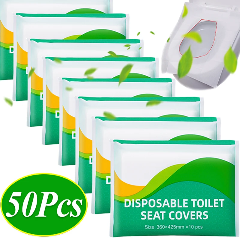 Disposable Toilet Seat Cover Waterproof Safety Travel/Camping Bathroom Accessiories Portable Toilet Seat Mat 50/30/10Pcs toilet seat cover