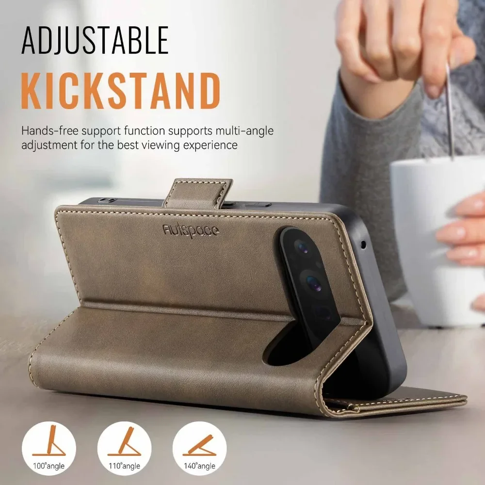 Retro PU Leather Flip Wallet Magnetic Phone Case with RFID Blocking and Card Slot Holder - Shockproof Cover