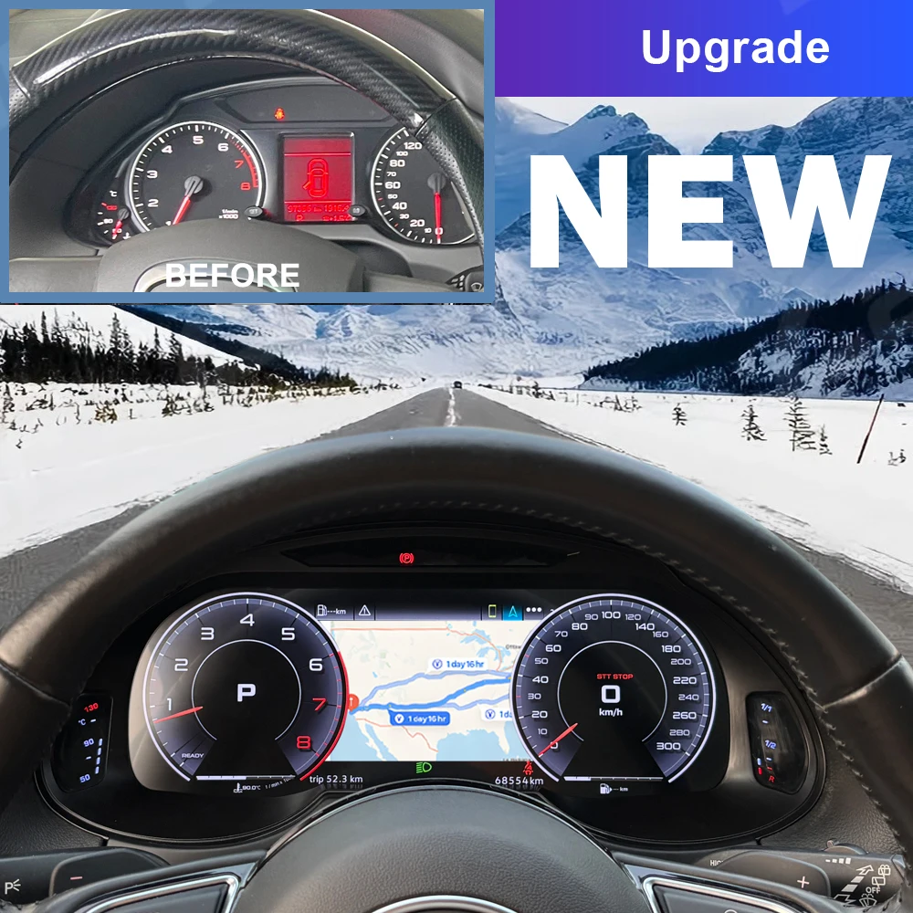 아우디 Q5 2009-2018용 카바 LCD 디지털 계기판 클러스터 LCD 속도계 계기판 CarPlay/안드로이드 오토 무선