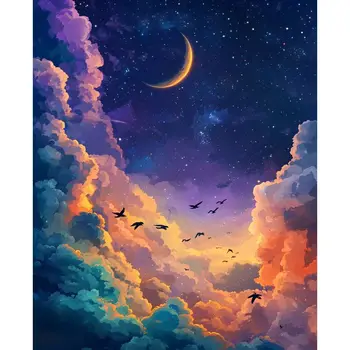 PhotoCustom Paint By Number Kits Colorful Clouds 1