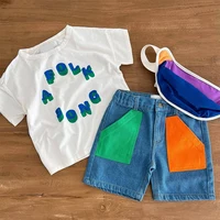 Vêtements pour enfants 2025 : Nouveaux t-shirts coréens en coton à manches courtes pour bébés garçons et filles, motifs de dessins animés, vêtements d'extérieur pour enfants 6