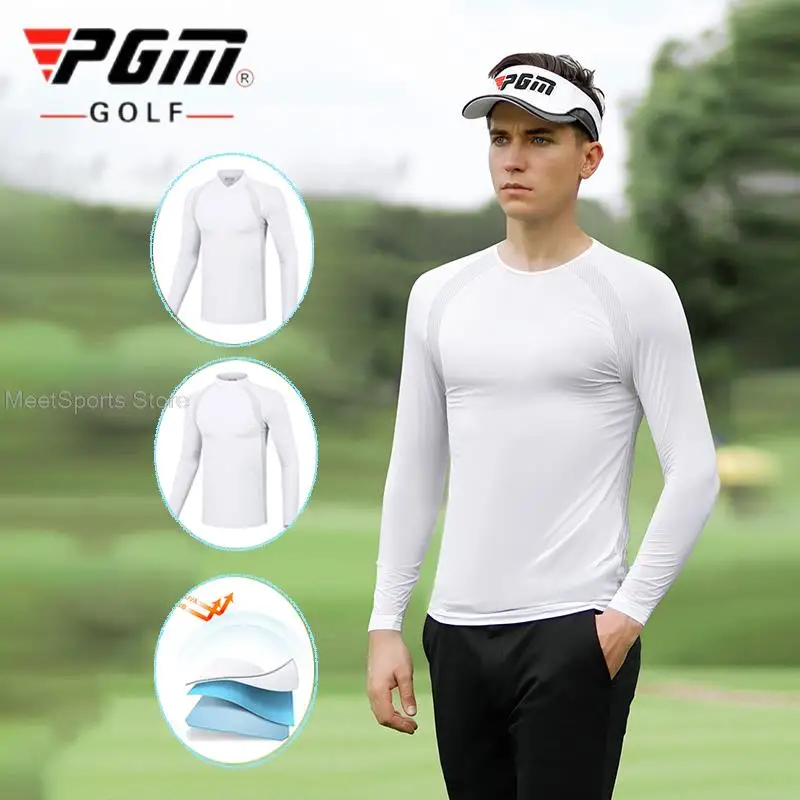 

Super Elastic Pgm Men's Golf Shirts Ice Cool Outdoor Sunscreen T-Shirt Long Sleeve Tight Summer Tops Golf Bottoming Underwear