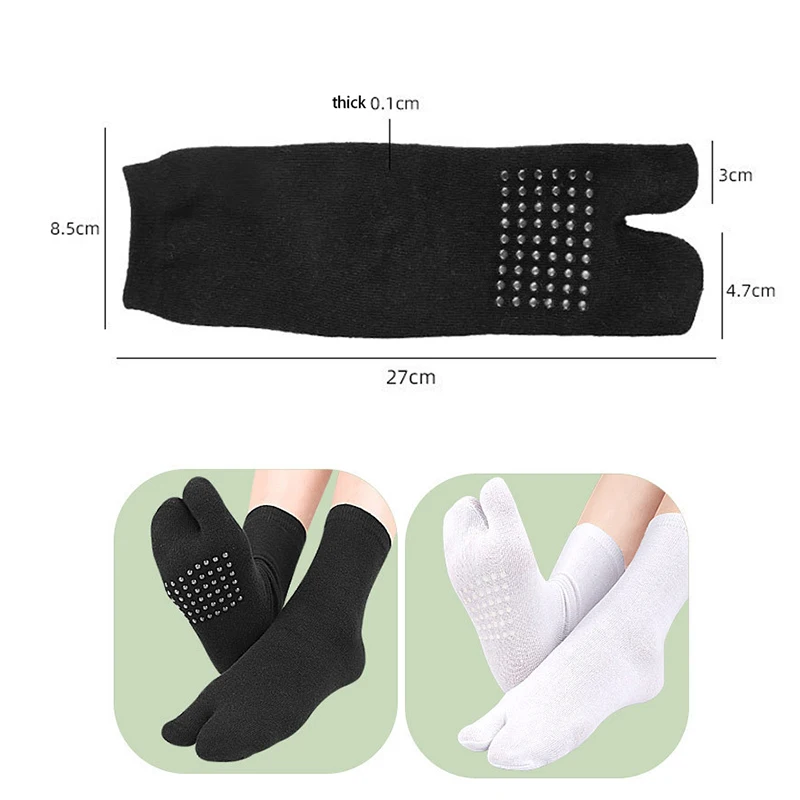 남녀공용 면 투토 양말, 플립 플롭 및 나막신 밑창, 실리콘 미끄럼 방지, 느린 압력, 토 스플릿, 미드 튜브 양말