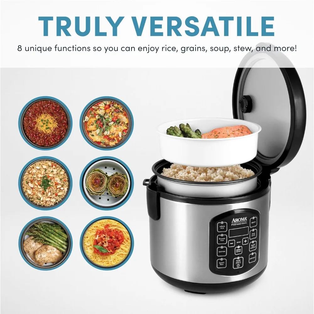Rice Cooker, 4-Cup Uncooked 2.5 Quart, Programmable Digital Controls with Automatic Keep Warm Mode, Sensor Logic Technology 2