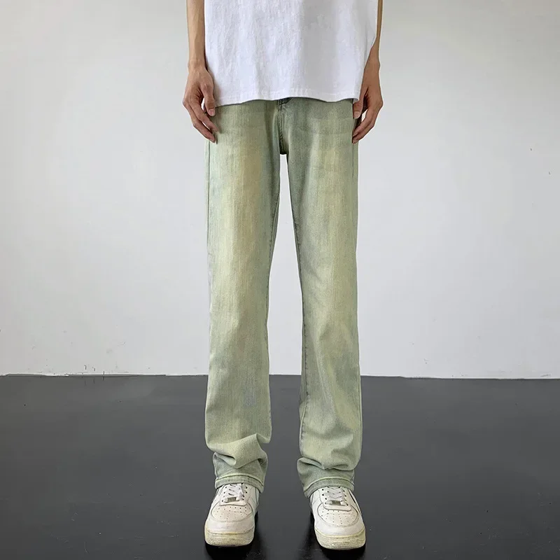 Denim retro straight leg casual pants streetwear joggers men clothing