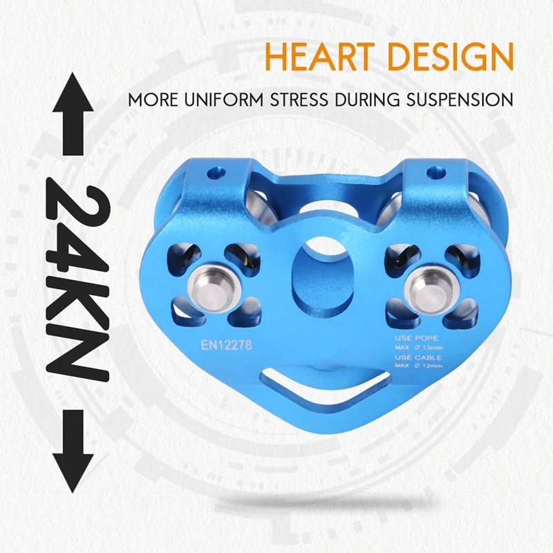 Polea Doble En Forma De Corazón Para Escalada - 24 KN De Resistencia, Compatible Con Cables De Hasta 13 Mm
