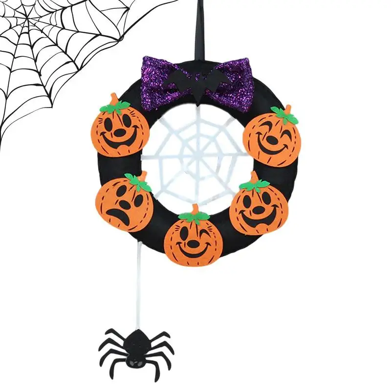 

Halloween Hanging Wreath Rattan Circle Festive Ornament Halloween Decorations Signs With Pumpkin Spider Witch For Friends Gifts