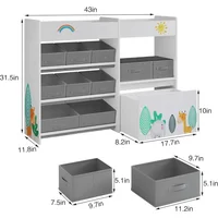 Toy Storage Organizer, Toys Bookshelf with 10 Fabric Bins and Movable Toy Chest, Toys Storage Cabinet for Playroom, Nursery 2