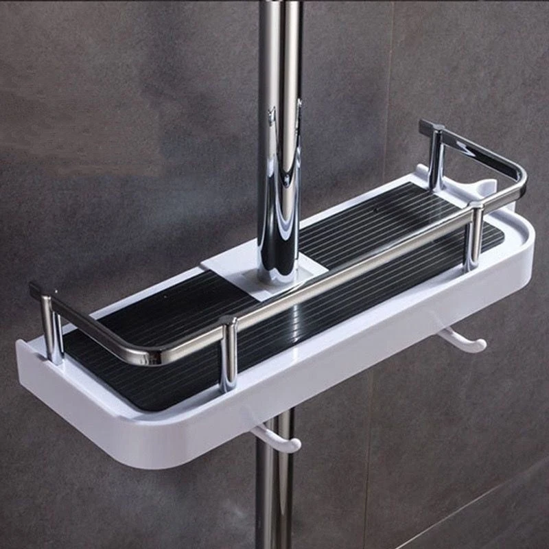 

Bathroom Shower Storage Rack Organizer No Drilling Lifting Rod Shower Head Holder Shower Gel Shampoo Tray Holder Pole Shelves