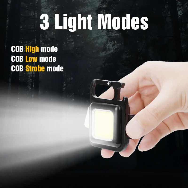 LED Lamp Mini Magnetic COB 800Lumens Ultra Bright Rechargeable Keychain 3 Mode Portable Camping&Working