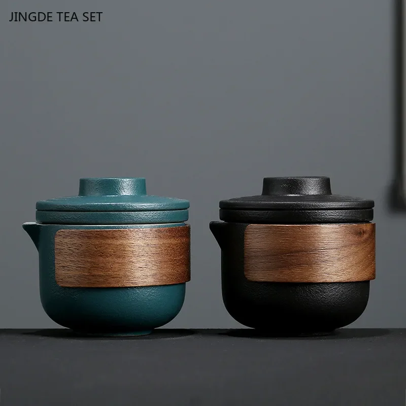 Ceramic Travel Tea Set One Pot Two Cups Outdoor Quick Cup Portable Storage Bag Chinese Porcelain Tea Suit Custom Beauty Teaware