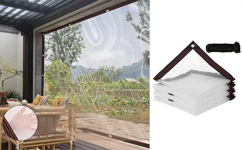 

Thicken PVC Transparent Waterproof Tarpaulin Garden Rainproof Clear Poly Tarp Plant Cover Insulation Shed Cloth With Grommets