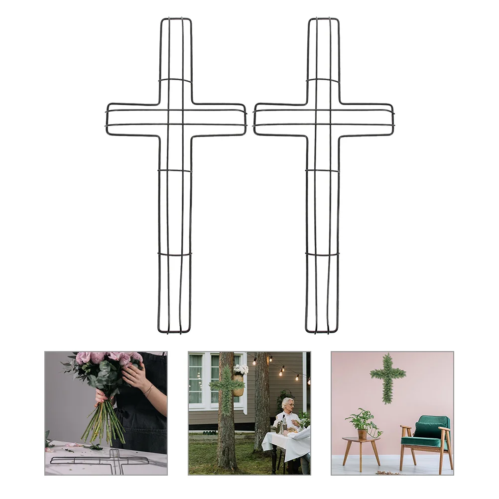 

2/3pcs Cross Shaped Metal Wire Wreath Frame Ring Hoop Garland Making Supplies Easter Party Religious Church Decoration