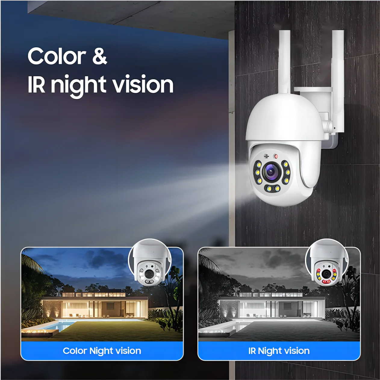 4MP Outdoor PTZ Wifi Security Camera with Night Vision