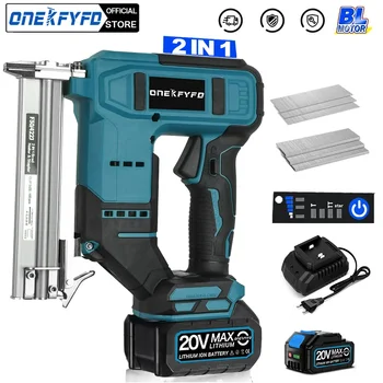Brushless 2 in 1 Nailer/Stapler Gun Wireless Cordless Electric with F30/422J Nail Lithium Battery for Makita 18V Battery