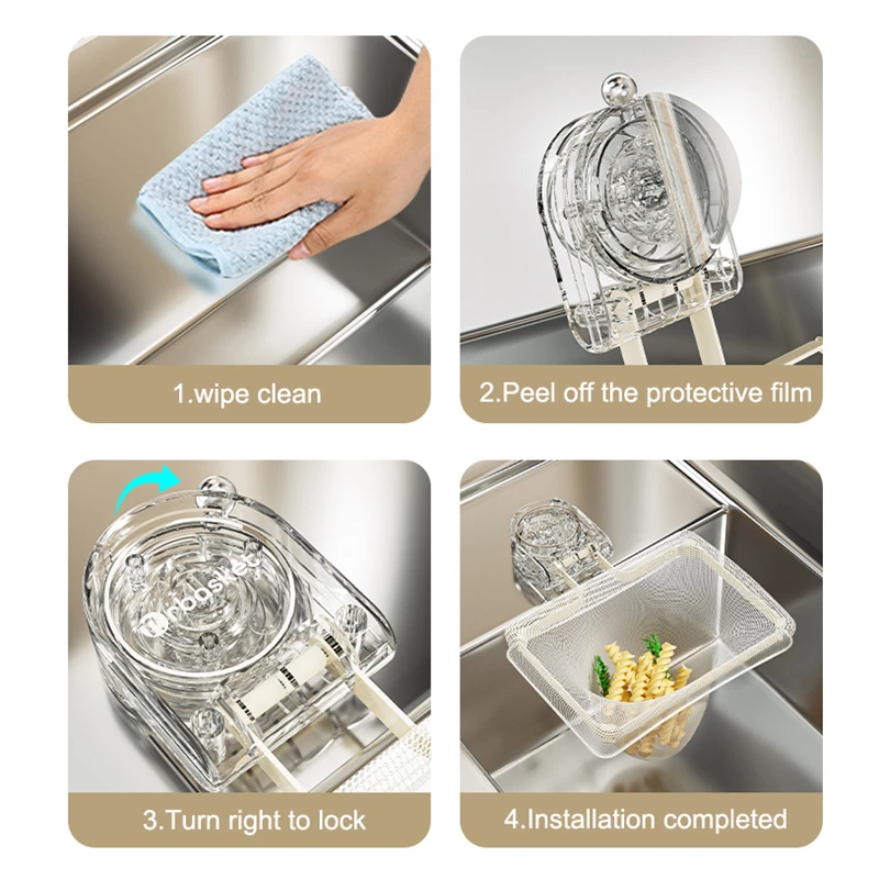 Drainage Sink Filter Rack Foldable Strainer Mesh Bag Anti-Clogging