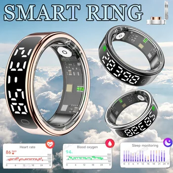 2025 Smart Ring with Display Screen and Touch, Wireless Charging Case,Health Manager, 5ATM Waterproof For Men Women R12 R13 Ring 1