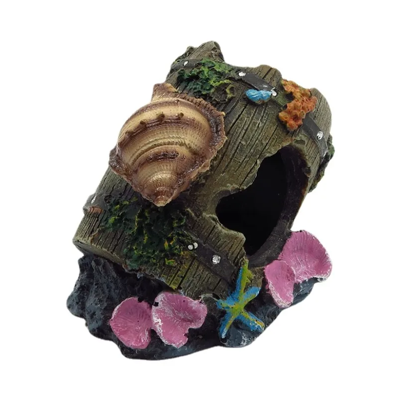 

Fish Tank Decoration Landscaping Resin Wood Trunk Shelter Artificial Wine Barrel Hideout Cave Ornaments Aquarium Accessories