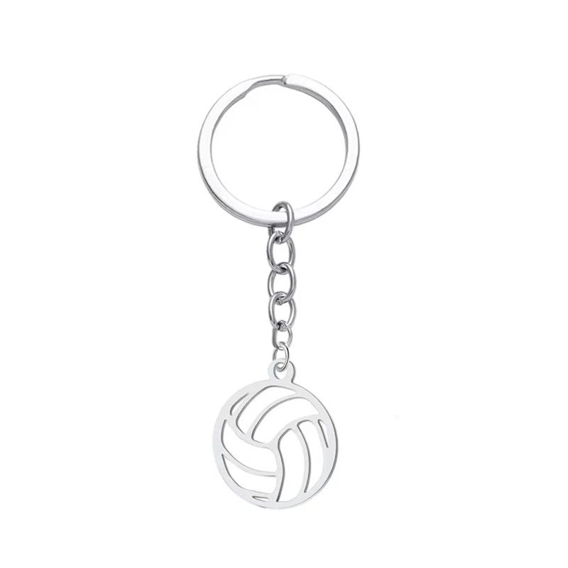 Sport Volleyball Anhänger Schlüsselanhänger Edelstahl Kugel Schlüsselanhänger Metall Schlüsselanhänger für Männer Frauen