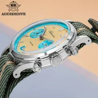 ADDIESDIVE Top marque homme montre BGW9 Super lumineux 10Bar étanche bulle miroir verre VK64 chronographe Quartz acier montre-bracelet 5