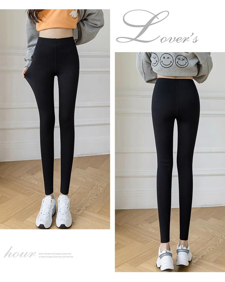 CHRLEISURE Zimske sportske ženske tople crne debele uske Veet hlače elastične push-up modne uske tajice ženske nove_voghion.com