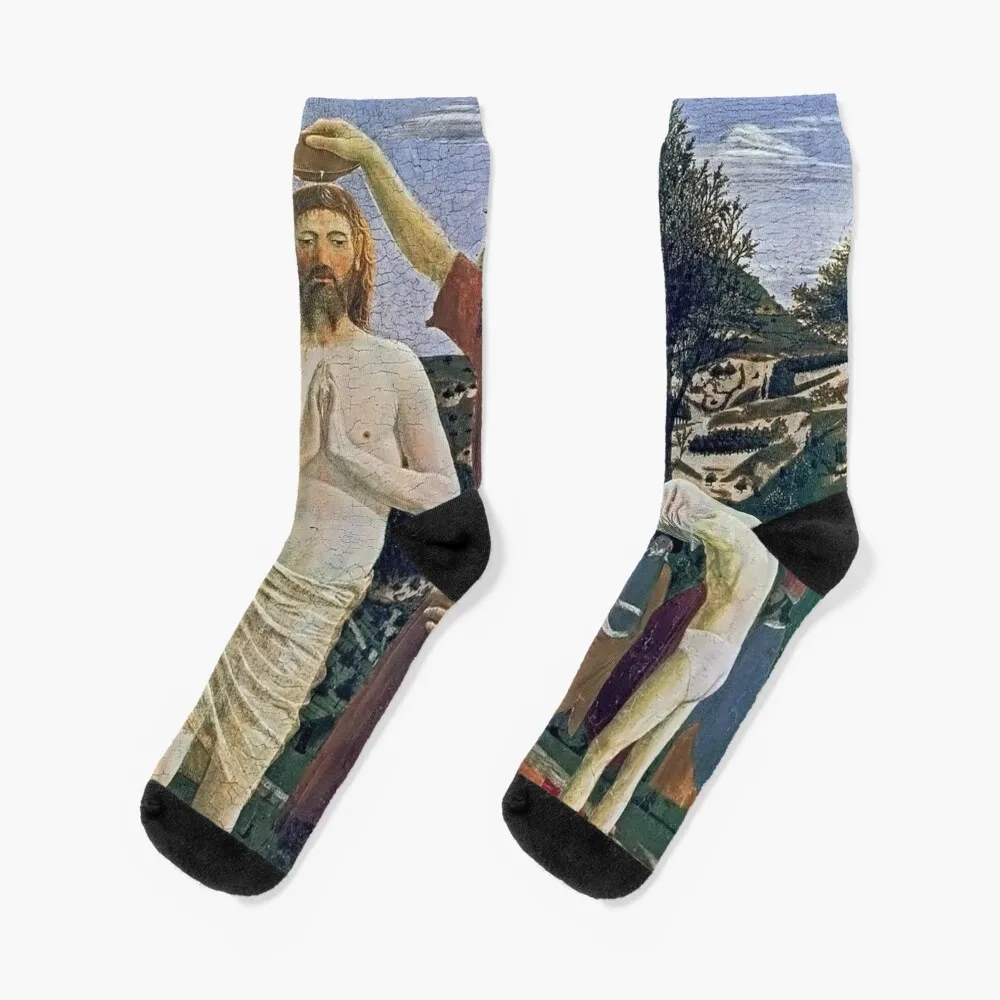 

Piero della Francesca 'The Baptism of Christ' 1450 Socks japanese fashion Hiking boots Socks Male Women's