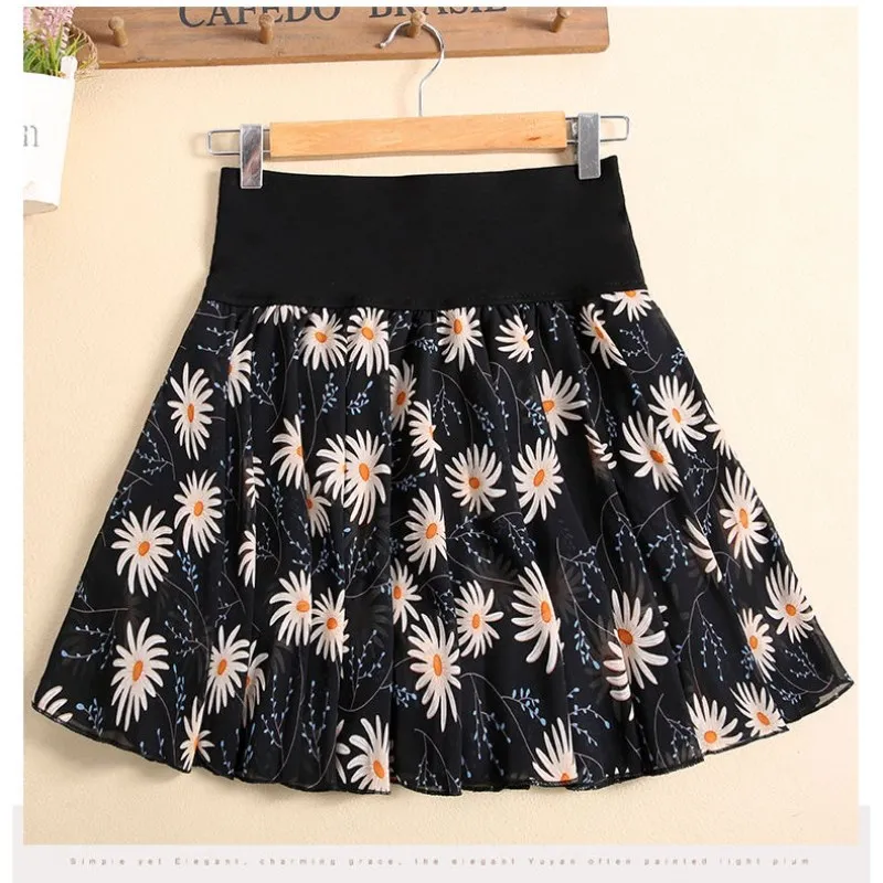 summer skirts 2021 Chiffon Short Skirt Wave Dot Skirt Puffy  Pants Summer Large Anti Light High Waist Half  A-line Yarn  Female starry sky red skirt Skirts