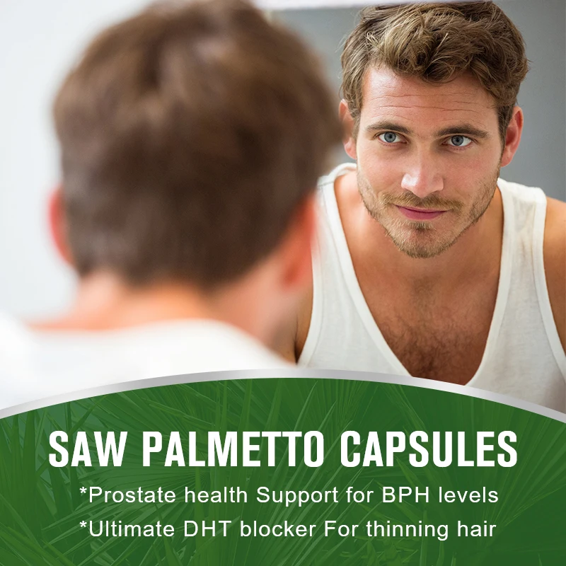 Saw Palmetto Capsules for Men Hair Growth Prostate Urination Support