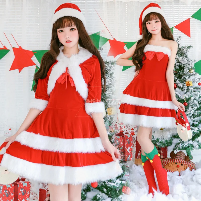 

Christmas Cosplay Costume Santa Claus Sexy Cute Butterfly Holiday Party 3-Piece Disfraz Role Play Xmas Party Set Anime Clothes