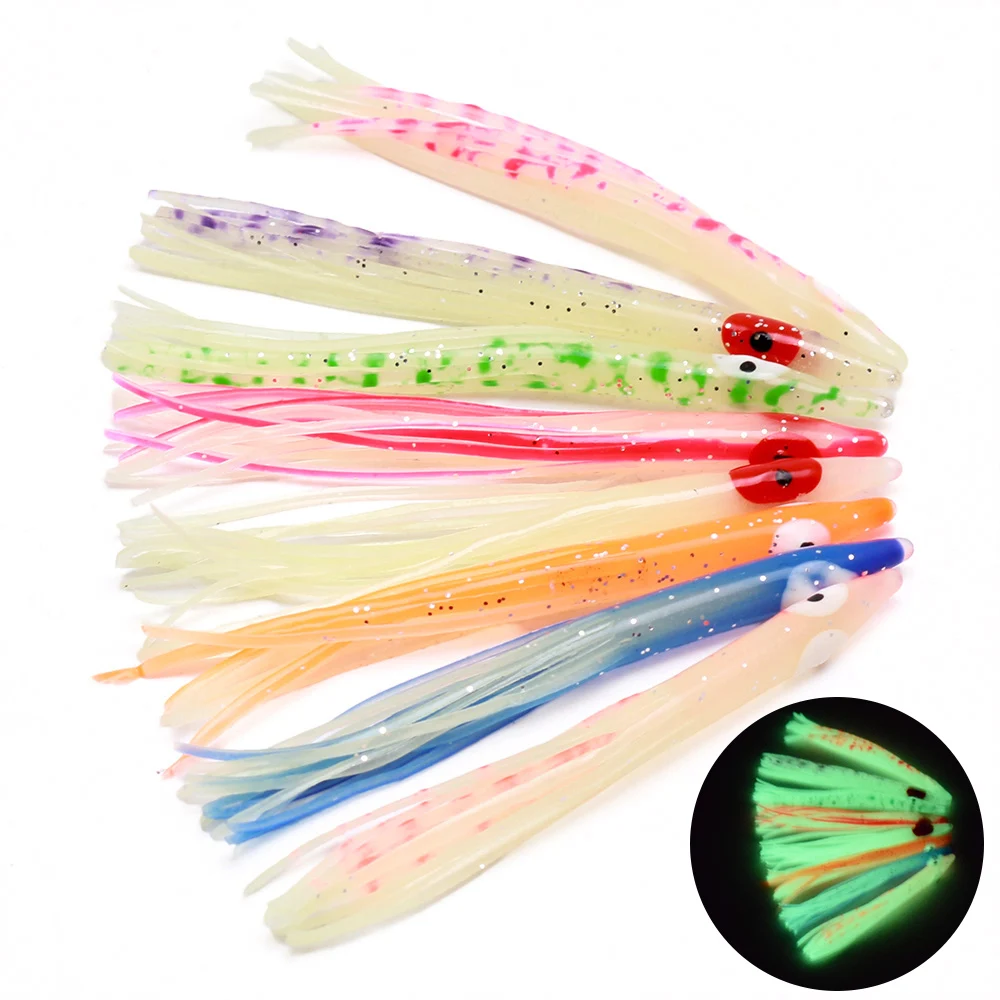 10 Stück/Packung Bionischer Tintenfisch-Köder, Künstlicher Weichköder, Angelzubehör, Stark Leuchtender Kunstköder, Meeresangeln