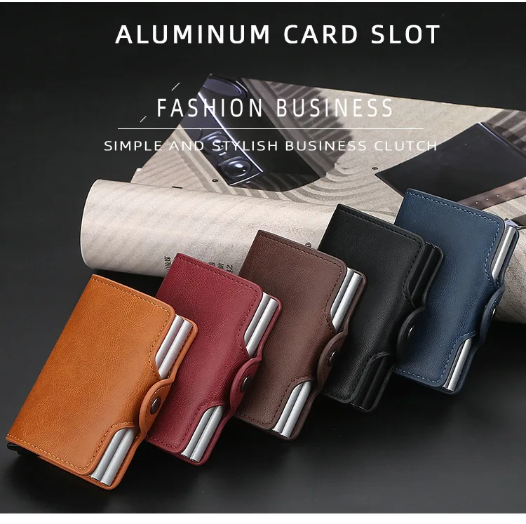 

Rfid Anti-magnetic Card Holders Smart Wallets Men PU Leather Purse Vintage Short Women Purses Mini Money Bag Dropshipping