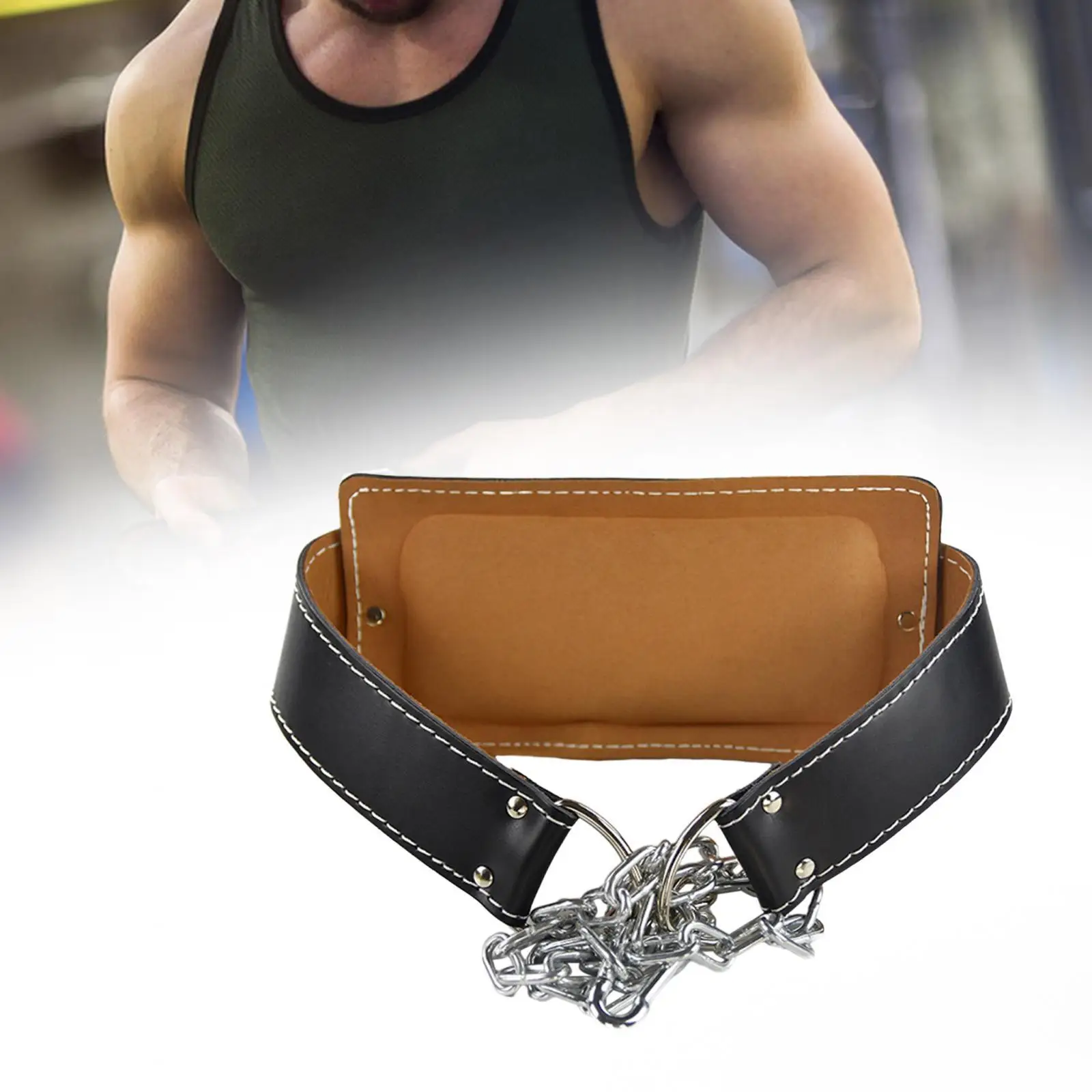 Weightlifting Dip Belt with Chain Workout Accessory Bodybuilding Fitness Belts Gym Belt Back Support for Men Women Training