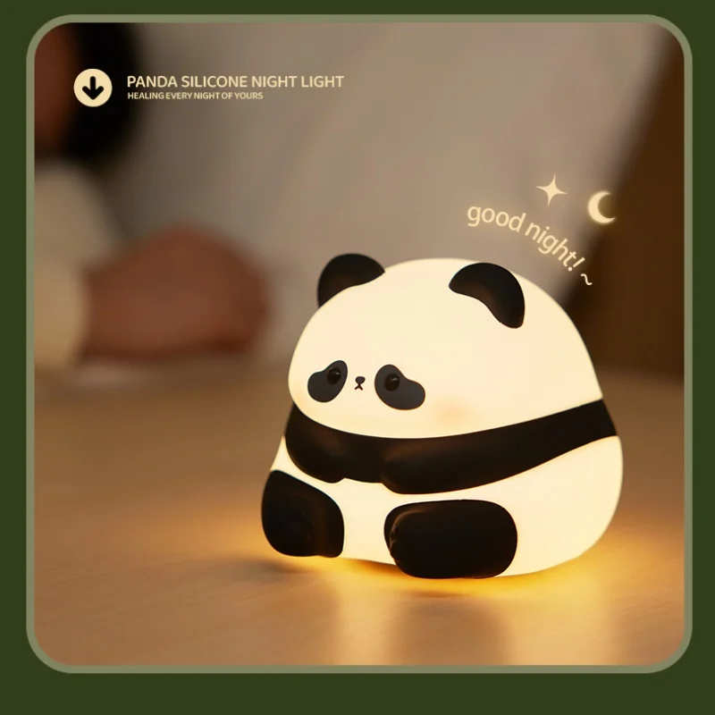 Panda silicone night light pat light USB charging sleep outdoor camping light Halloween Christmas gift
