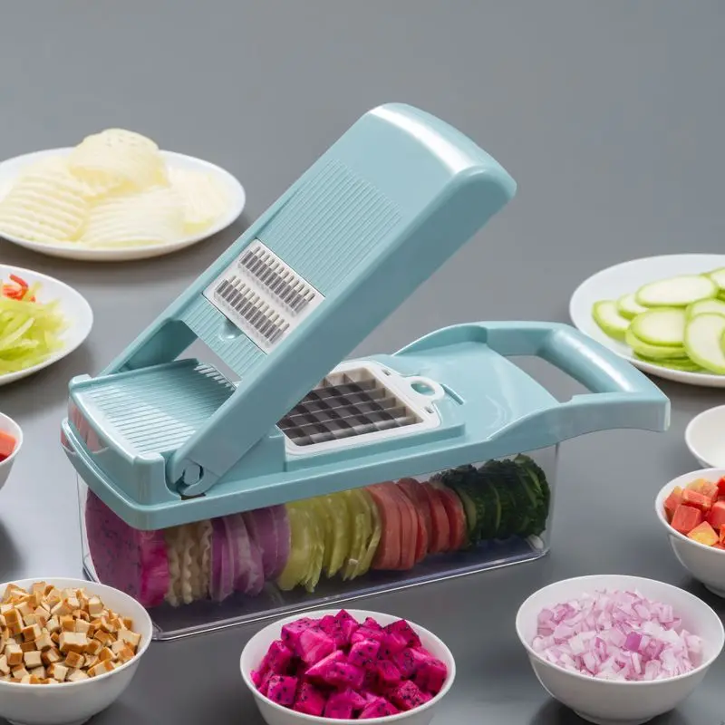 11-piece Kitchen Multi-function Rotary Vegetable Cutter with Drain Basket  Kitchen Vegetable and Fruit Cutter Grate Slicer Cutter - AliExpress