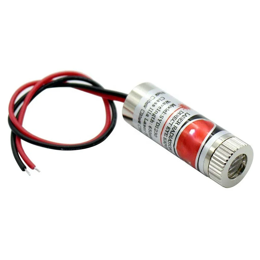 

650nm 5mW 3V-5V Red Point Line Cross Laser Module Head Glass Lens Focusable Adjustable Laser Diode Head Industrial Diameter 12MM