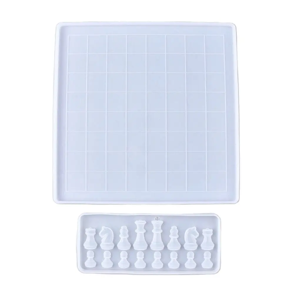 2set Chess Board & Pieces Silicone Molds Epoxy Resin Crafts Making Moulds for DIY Jewelry Making Pendants Charms 274x274x9mm