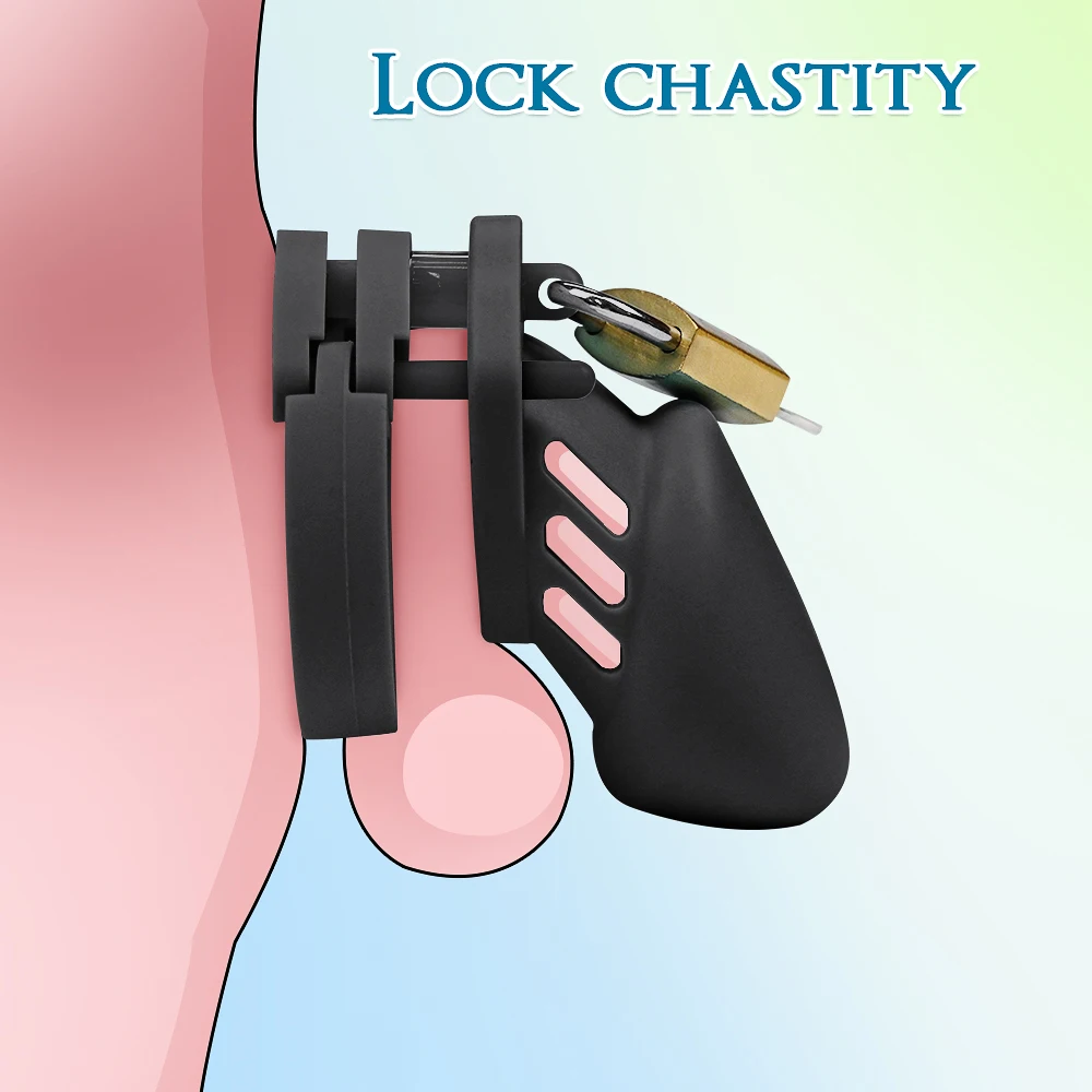 Silikon Keuschheit Käfig Männliche Cock Lock Mit Penis Ringe Sex Spielzeug Für Sissy Männer Femboy Bahre BDSM Homosexuell Erotische Harnröhren Gerät 1