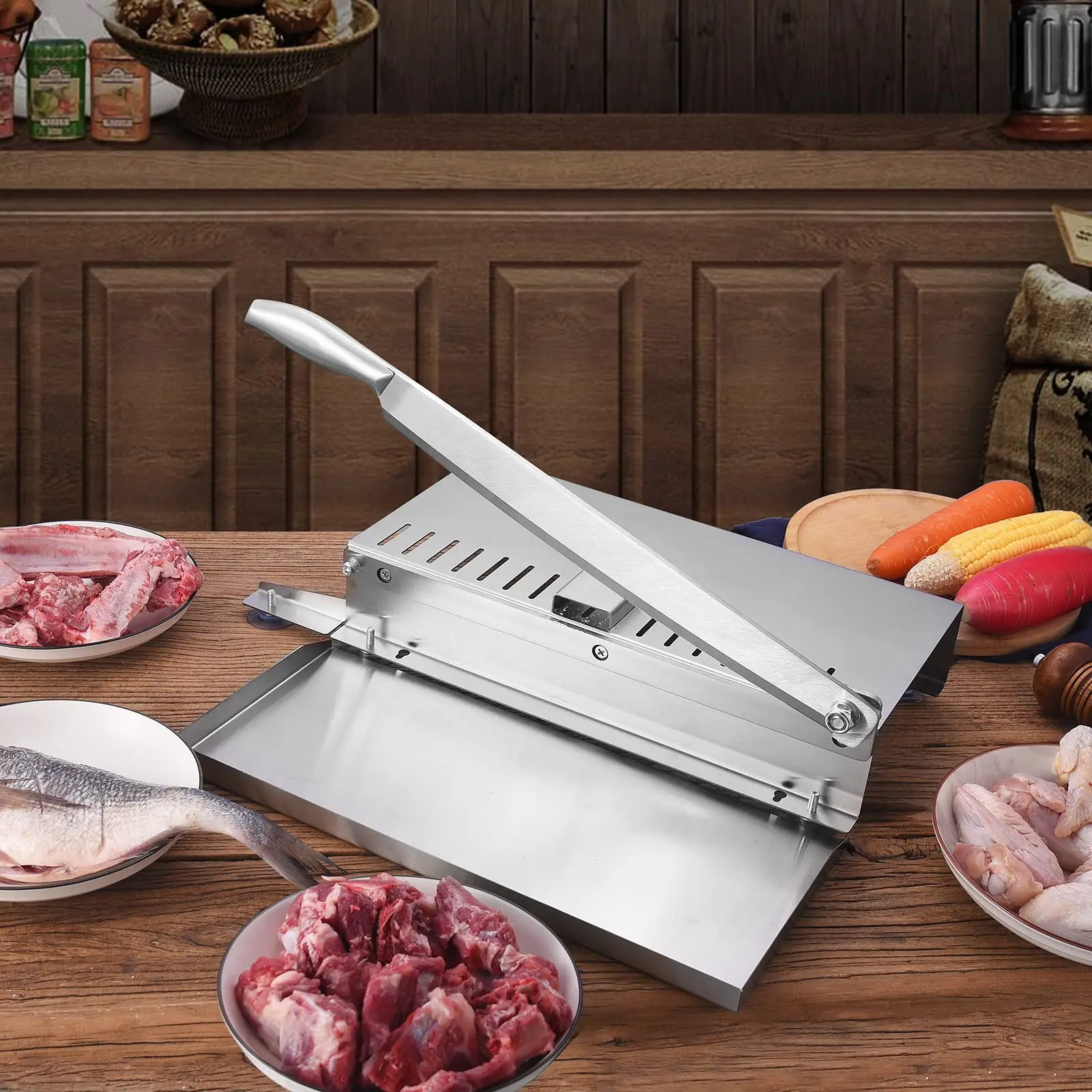 Manual Frozen Meat Slicer Stainless Steel Bone Cutter Rib Fish Chicken Beef  Chopper Machine for Home Cooking and Commercial AliExpress