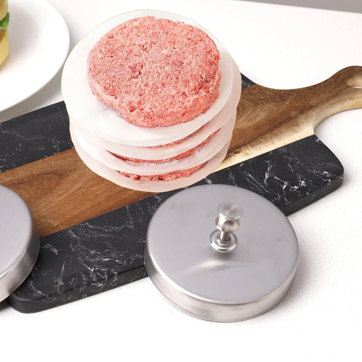 Steel Hamburger Patties Mold Maker Hand Press Tools