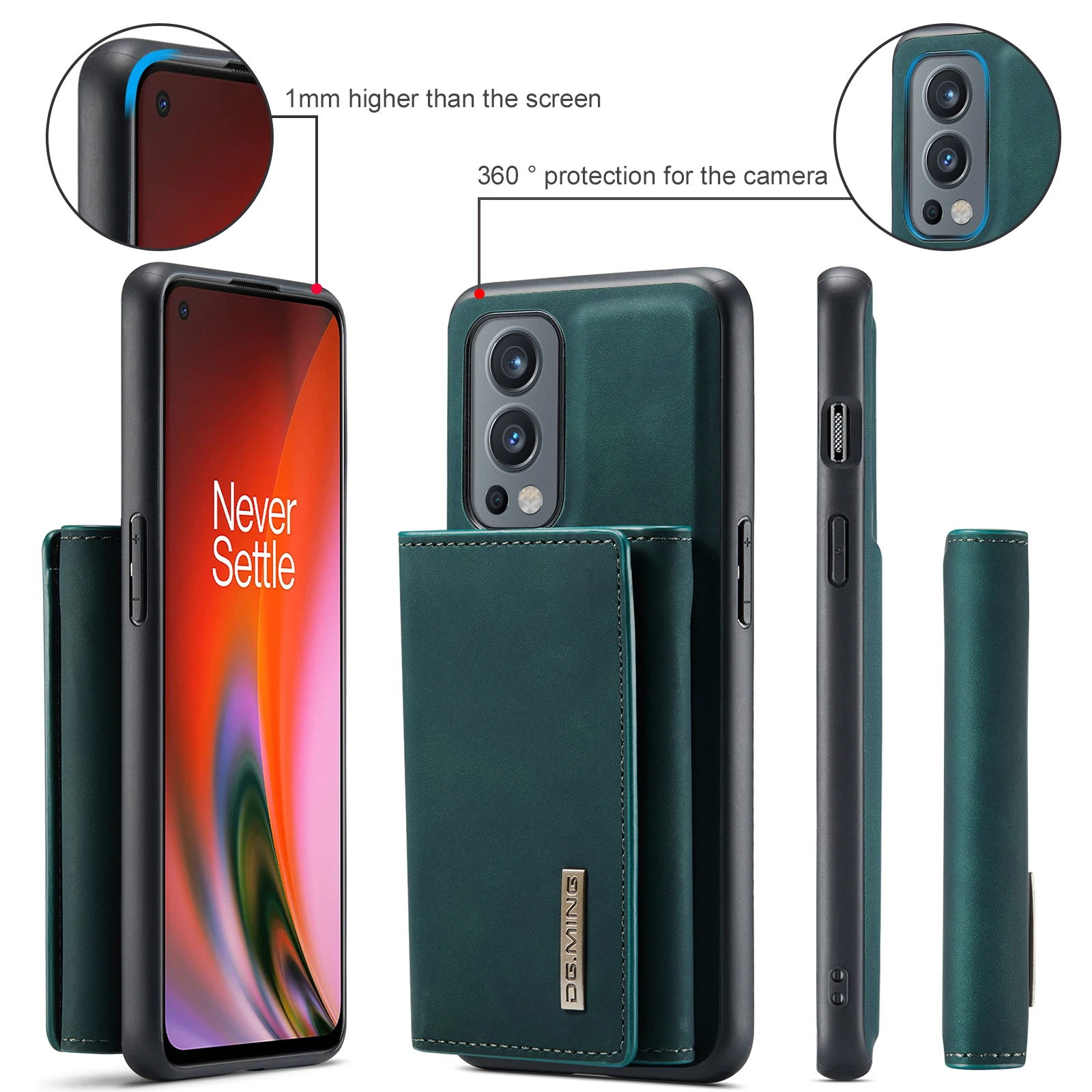 DG.MING 2in1 Detachable Case Leather Wallet Strong Magnet Protecting Back Cover for OnePlus Nord 2/9RT 9R/OnePlus 11 9 10 Pro