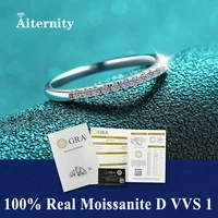 Moissanite Ring 925 Sterling Silver with White Gold Plated Lab Diamond Eternity Band Engagement Wedding Rings for Women