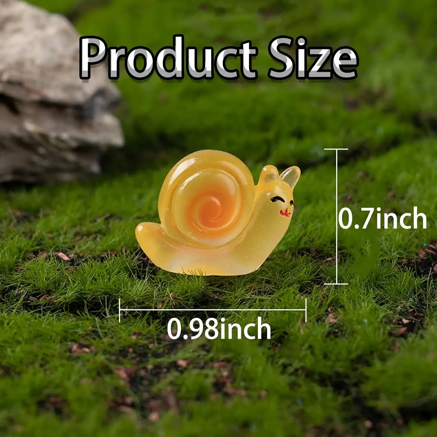 Glow in The Dark Snail Figurines 50Pcs Glow in The Dark Tiny Snail Miniature Figurines Snail DIY Ornament Accessories For Home Micro Fairy Garden Landscape Decor