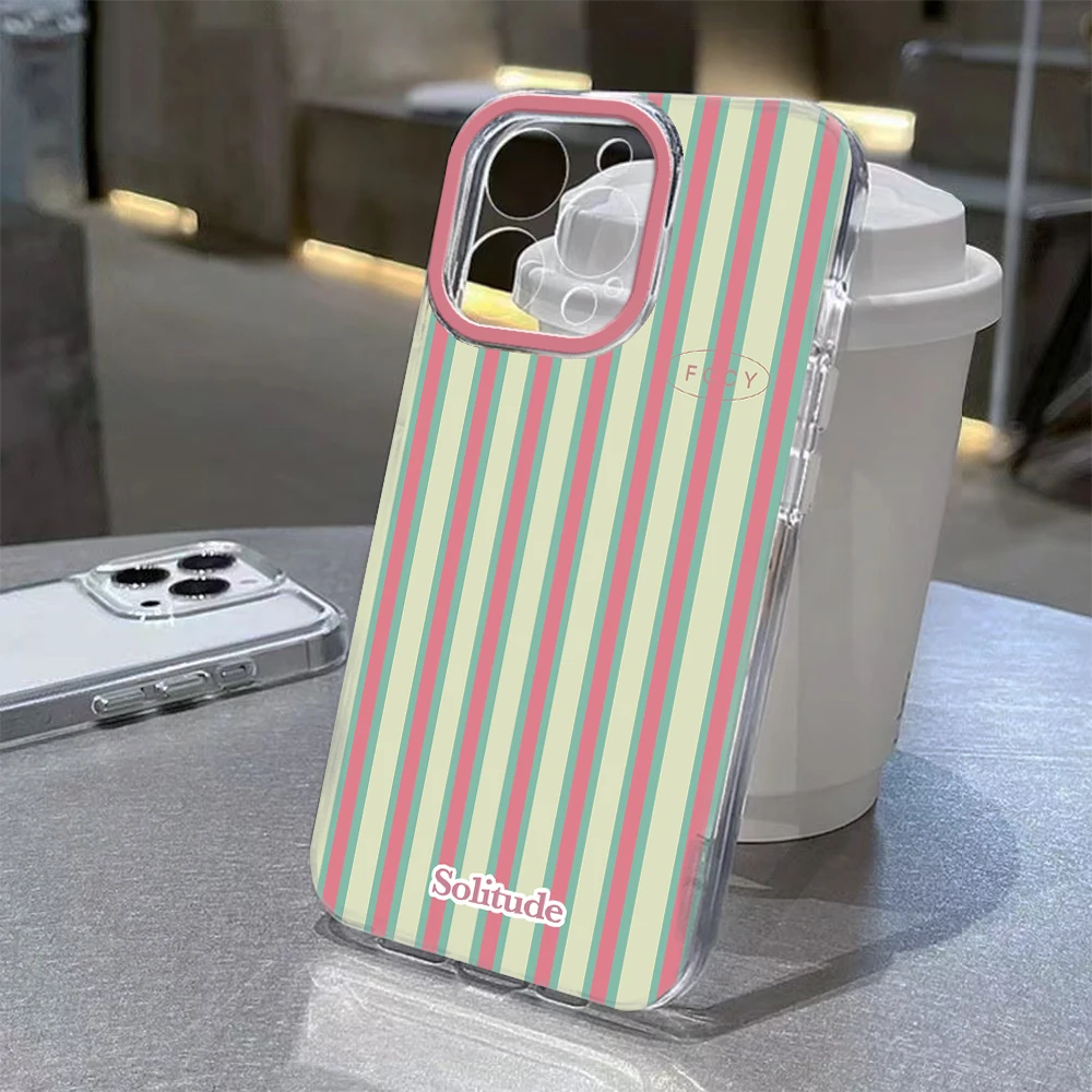 Korean Fashion Pink Texture Clear Phone Case