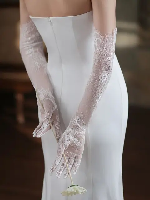 Lot De 2 Paires De Gants Sans Doigts En Dentelle - Longs Et