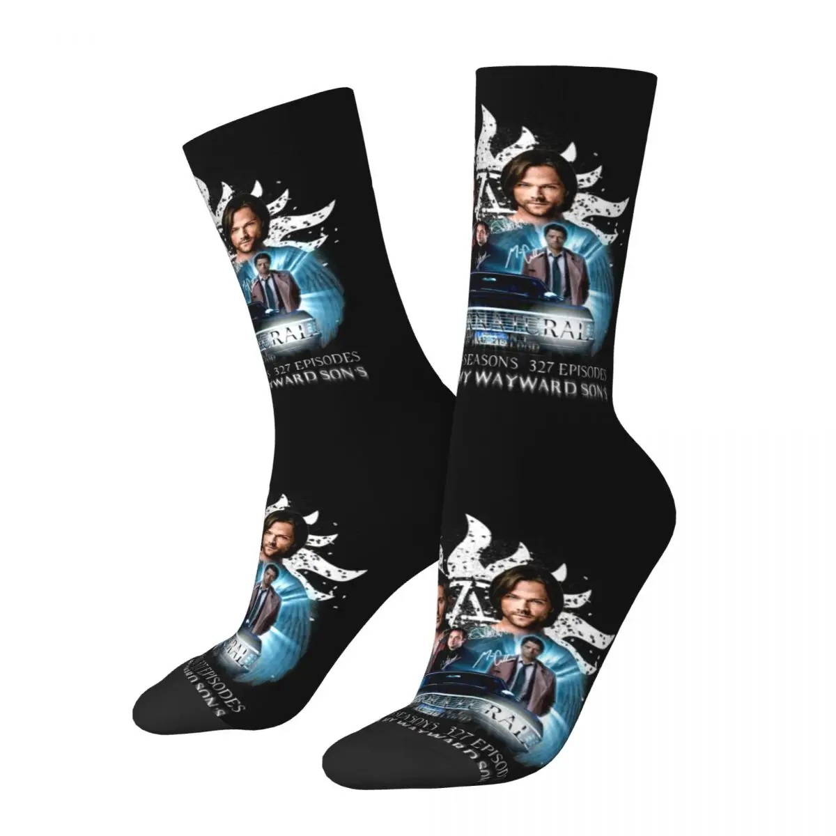 

Hip-hop Supernatural Family Don't End With Blood 4 W Signed W2 Basketball Socks Polyester Long Socks for Women Men Breathable