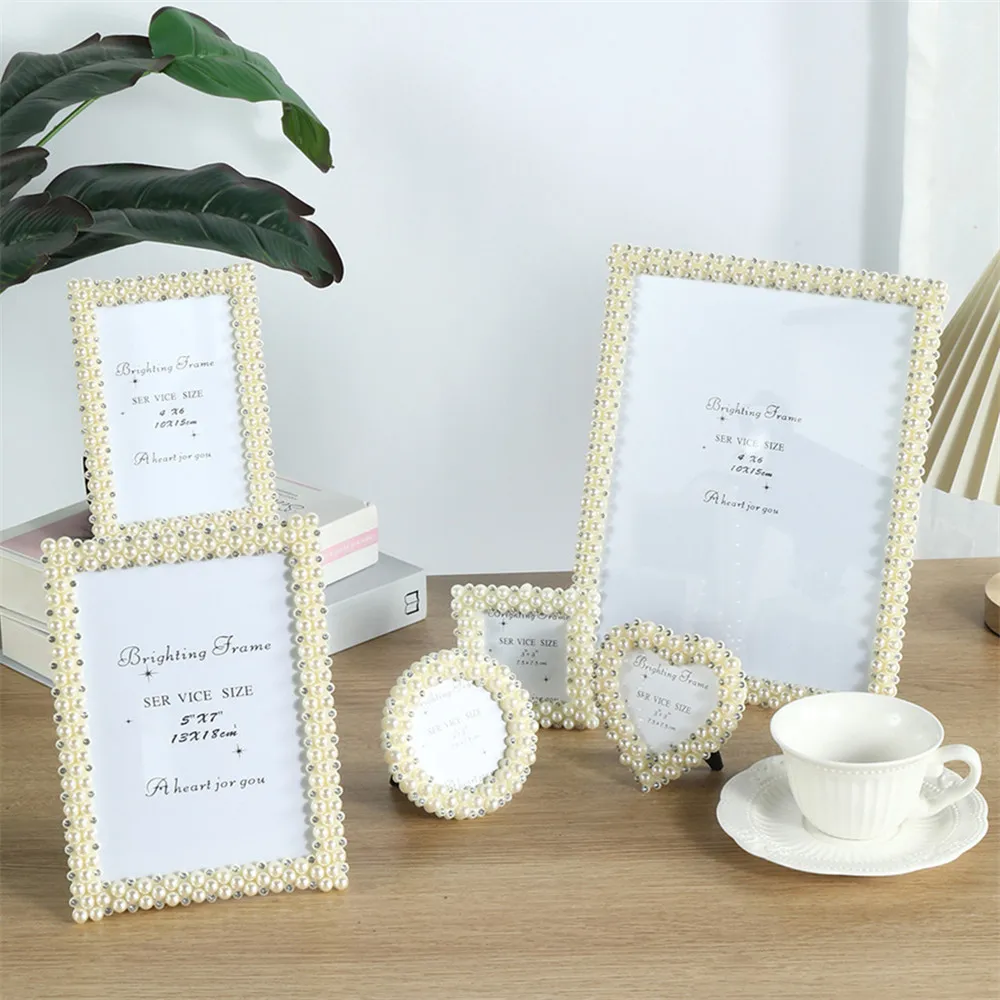 1PcsWaterDiamondImitationPearlPhotoFrameSetWeddingPhotoCrystal