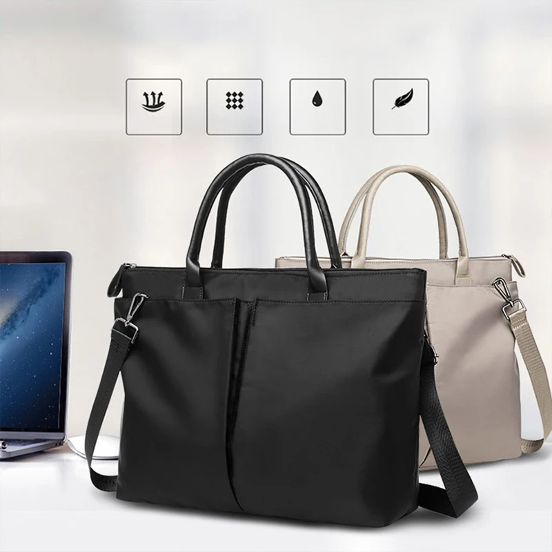 

Business Briefcase Unisex Office Simple Casual Handbag Canvas Shoulder Bag Two-Purpose Large Capacity Crossbody Computer Bag