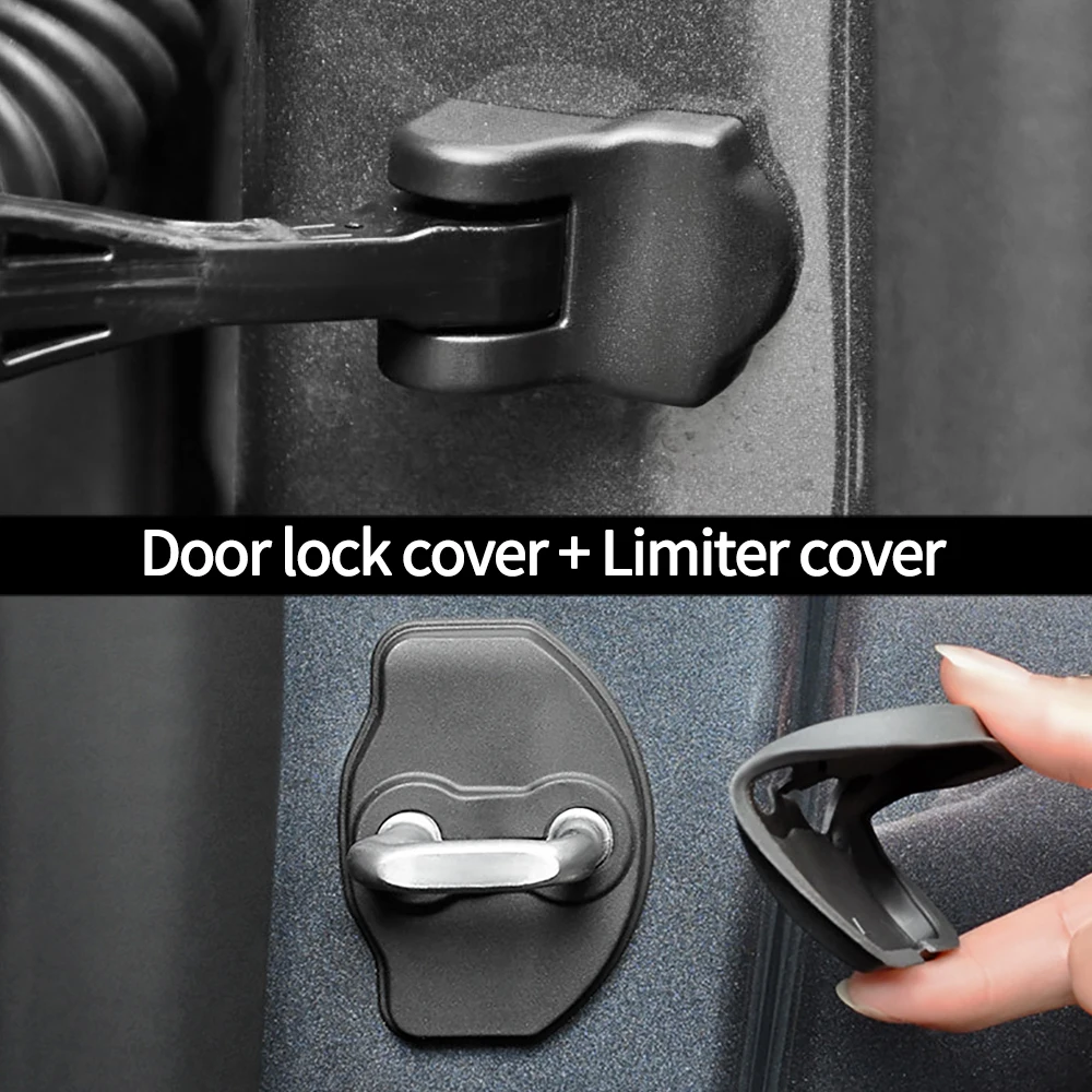 Black For Tesla Model 3 Model Y Door Lock Cover Protector Latches Door  Stopper Covers Set 6/8 Interior Accessories - AliExpress