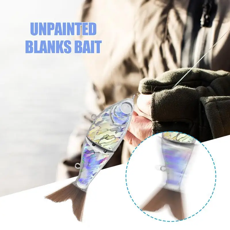 12CM Unpainted Glider Swimbait Blank Artificial Slow Sinking Swim Bait DIY Pike Fishing Lures Rattles Glide Bait Fishing tools